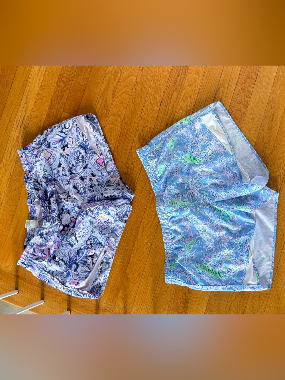 Lilly Pulitzer Light Blue Floral-Accent Swim Shorts NWOT 2 Pairs